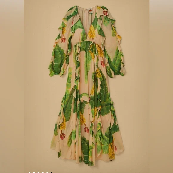 Farm Rio Beige Fresh Bananas Maxi Dress - Picture 10 of 10
